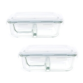 (組)微烤兩用玻璃三格保鮮盒-950mlx2