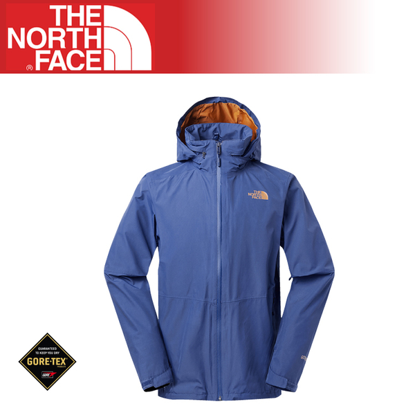【The North Face 男 Gore-Tex 可套接防水外套 《藍/棕》】2VEC/運動版型/登山/健行/風衣
