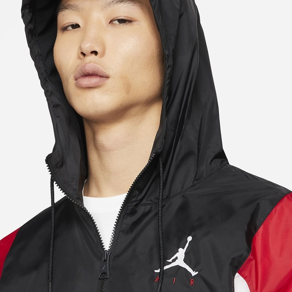 NIKE Jordan 男裝 外套 夾克 連帽 輕盈 透氣 休閒 小跳人 刺繡 黑紅白【運動世界】CV2241-010 product thumbnail 4