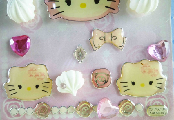 【震撼精品百貨】Hello Kitty 凱蒂貓~KITTY立體鑽貼紙-蝴蝶結白 product thumbnail 4