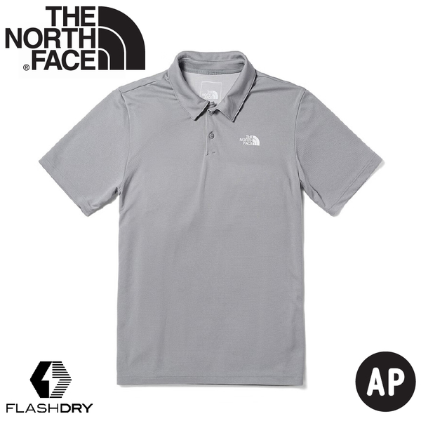 【The North Face 男 LOGO 快乾排汗POLO短袖T恤 AP《淺灰》】7QOW/排汗衣/短T/POLO衫