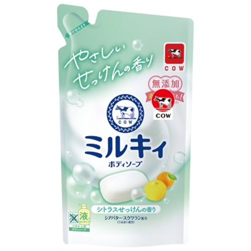 日本牛乳石鹼 牛乳精華沐浴乳補充包 柚子果香型 360ml【康鄰超市】