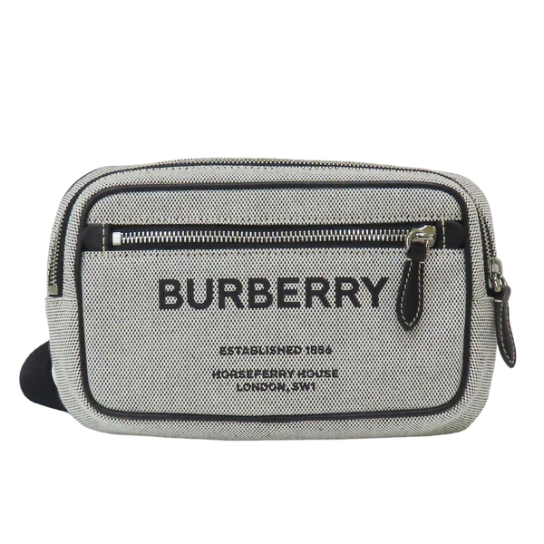 【二手名牌BRAND OFF】BURBERRY 巴寶莉【再降價】灰色 帆布 Horseferry Print 腰包