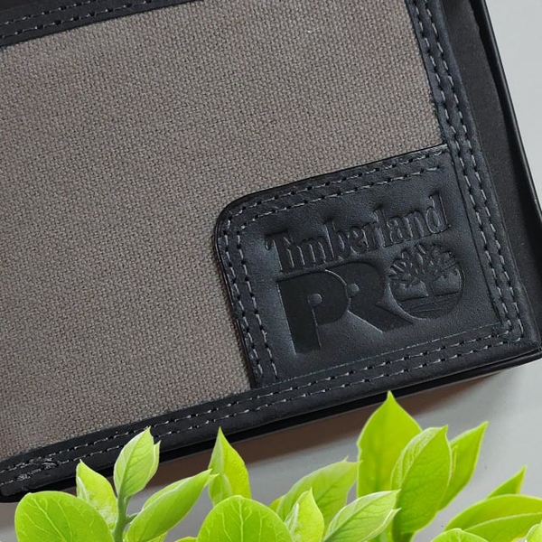 【Timberland】男皮夾 短夾 簡式悠遊卡夾 帆布PRO款 牛皮夾 品牌盒裝／灰色 product thumbnail 6