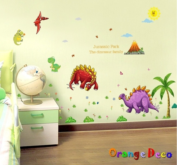 壁貼【橘果設計】恐龍樂園 DIY組合壁貼 牆貼 壁紙 室內設計 裝潢 無痕壁貼 佈置