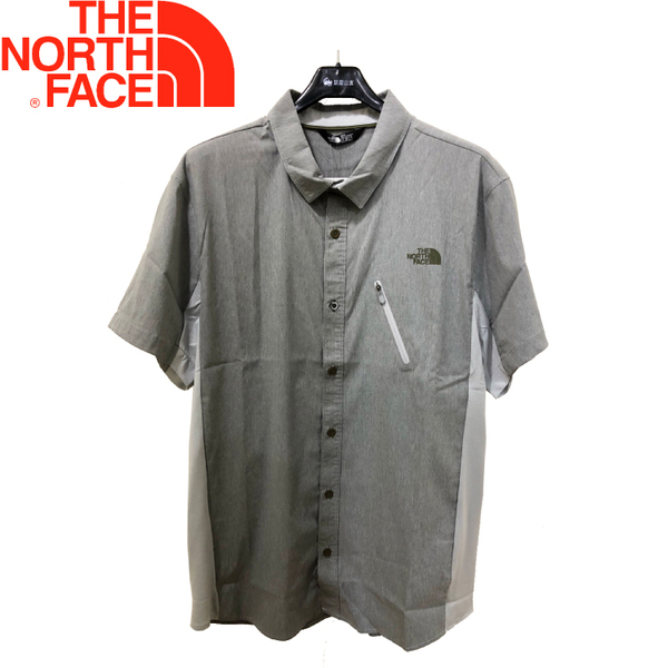 【The North Face 男款 短袖襯衫《淺灰》】NF0A2SMT/快乾透氣/排汗襯衫/運動襯衫