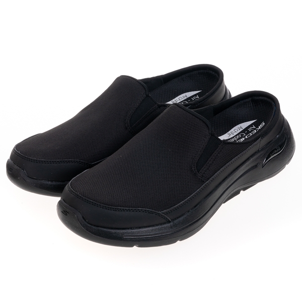 Skechers Go Walk Arch Fit-Leverage 懶人鞋 休閒鞋 男 黑 透氣 支撐 穆勒鞋 216253BBK