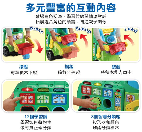 Vtech 智慧學習騎乘回收卡車|互動玩具 product thumbnail 5