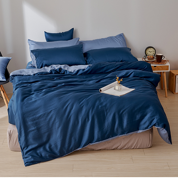 床包 / 雙人加大【素色天絲-銀河藍】含兩件枕套 60支天絲 戀家小舖台灣製AAU301