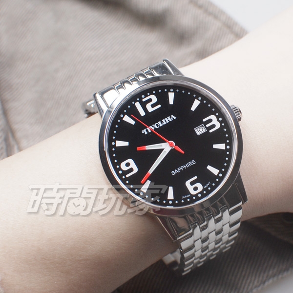 TIVOLINA 個性對比 亮眼時刻 數字錶 男錶 日期顯示窗 黑色 MAW7001-K