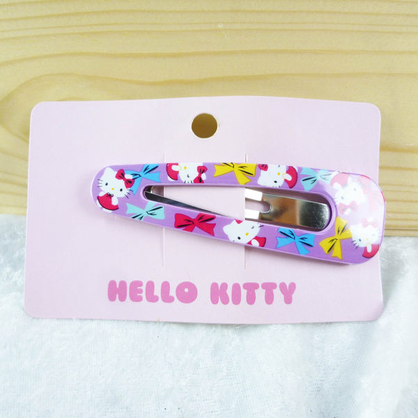 【震撼精品百貨】Hello Kitty 凱蒂貓~髮夾 黑灰圈圈/黑點點/紫蝴蝶結/紫底粉點/蝴蝶花朵【共5款】 product thumbnail 3