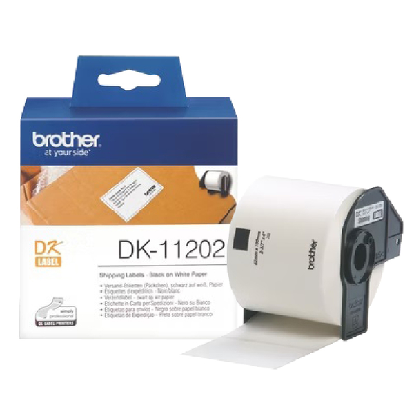 Brother DK-11202 定型標籤帶 62x100mm 白底黑字 300張 耐久型紙質 適用全系列QL標籤機 product thumbnail 2