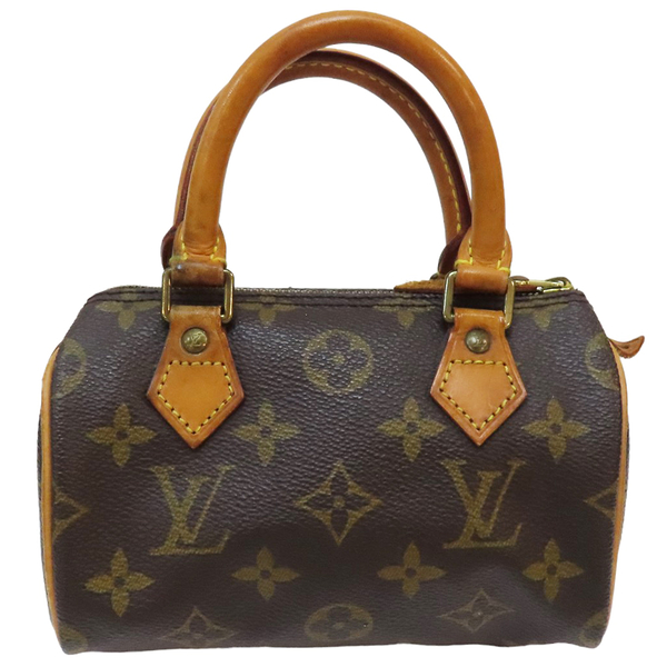 【二手名牌BRAND OFF】LOUIS VUITTON LV 路易威登 棕色 原花 PVC塗層帆布 Mini Speedy 手提包