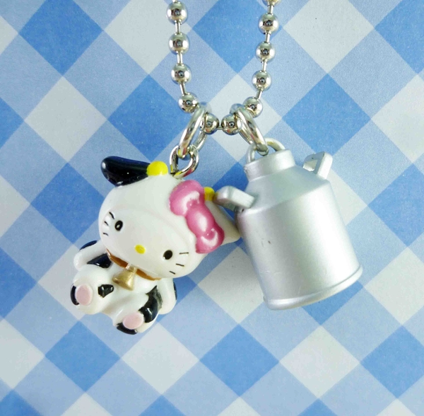 【震撼精品百貨】Hello Kitty 凱蒂貓~KITTY鑰匙圈-YUKI-乳牛(牧場限定版)
