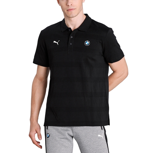 Puma BMW 黑色 男款 短袖 POLO衫 上衣 運動 高爾夫 排汗 棉質 透氣 條紋 polo衫 59800501 product thumbnail 2