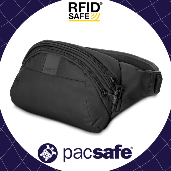 【Pacsafe 澳洲 Metrosafe LS120 RFID防盜腰包《黑》】30405/臀包/隨身包/防盜設計/運動腰包