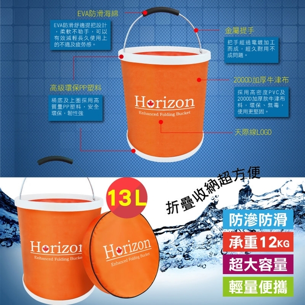 Horizon強化折疊水桶13L(露營/戶外炊具/野餐/野營裝水/登山/牛津布桶) product thumbnail 2