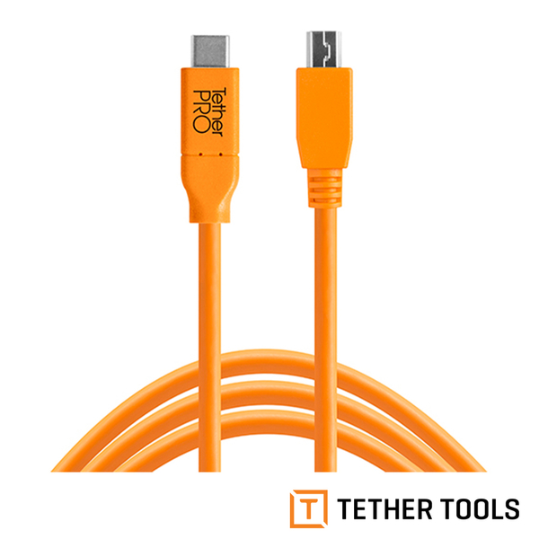 TETHER TOOLS CUC2415-ORG TETHER Pro 傳輸線 USB-C TO 2.0 MINI-B 5 PIN 4.6M 延長線 公司貨