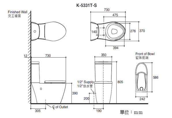 【麗室衛浴】美國 KOHLER活動促銷 KARESS 雙體馬桶 K-5331T-S-0 配緩降馬桶蓋 管距30CM product thumbnail 4