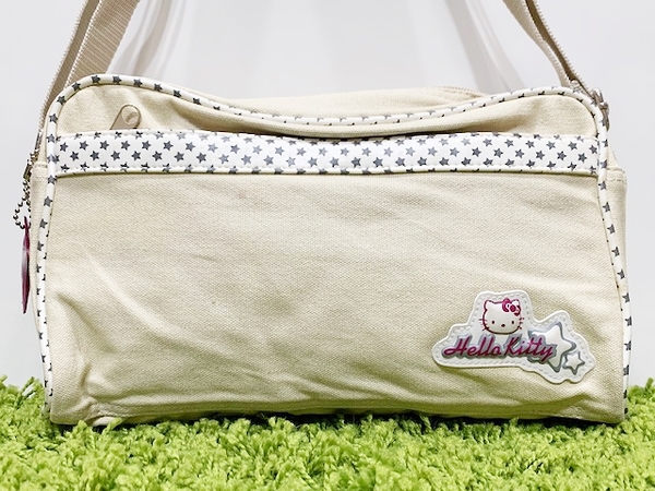 【震撼精品百貨】Hello Kitty 凱蒂貓~日本三麗鷗 kitty 斜背袋/側背包-卡其色#02250