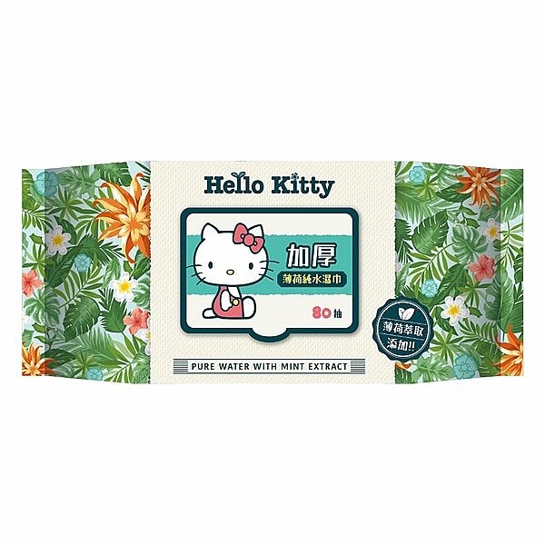 Hello Kitty 加厚薄荷純水柔濕巾 3D壓花款(加蓋80抽x1包)【小三美日】 DS016821