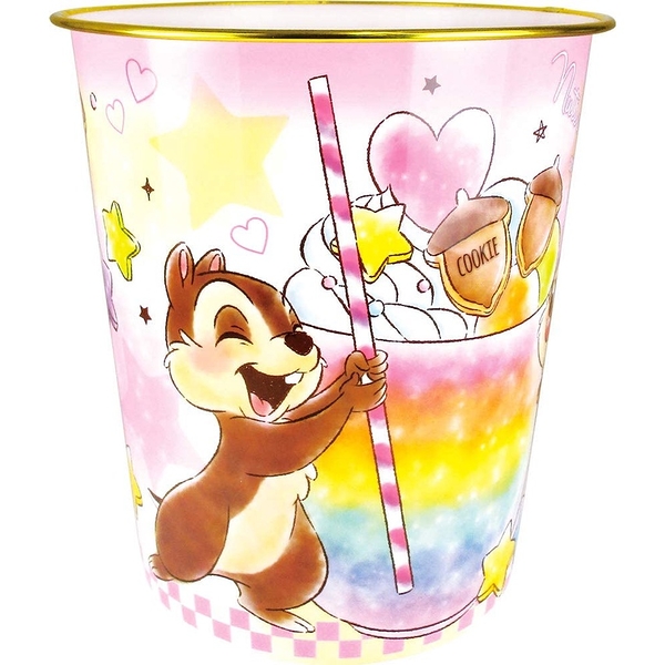 asdfkitty*迪士尼 奇奇蒂蒂冰淇淋 圓型金邊垃圾桶/收納桶/玩具桶-日本正版商品