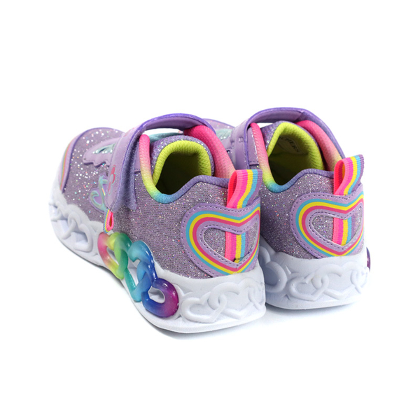 SKECHERS HEART LIGHTS 運動鞋 電燈鞋 有開關 魔鬼氈 童鞋 紫色 303751LLVMT no730 product thumbnail 3