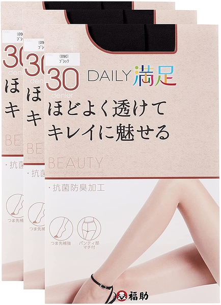 日本 福助 fukuske 滿足 BEAUTY 美肌 加壓 素肌感透膚絲襪 M-L/ L-LL 30丹【RH shop】日本代購