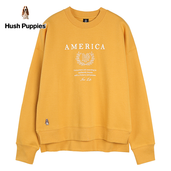 Hush Puppies 上衣 女裝前短後長印刺繡圖騰長袖上衣