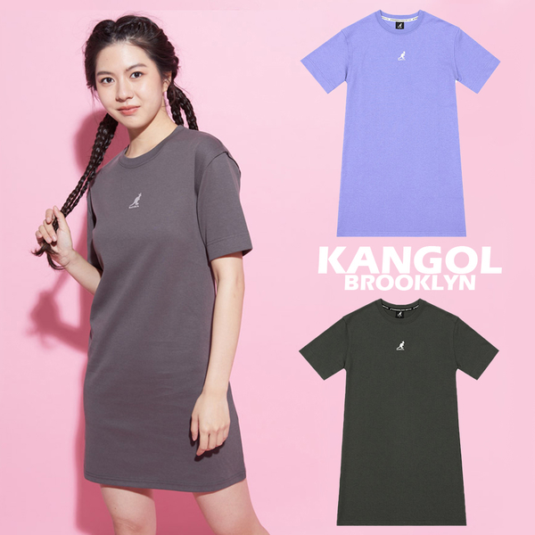 KANGOL 深灰 紫 連身 長版T 洋裝 女(布魯克林) 6222158013 6222158092