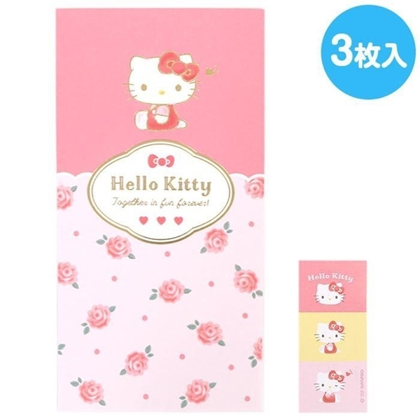 【震撼精品百貨】Hello Kitty 凱蒂貓~日本SANRIO三麗鷗 KITTY直式紅包袋3入組 (粉玫瑰款)*45766