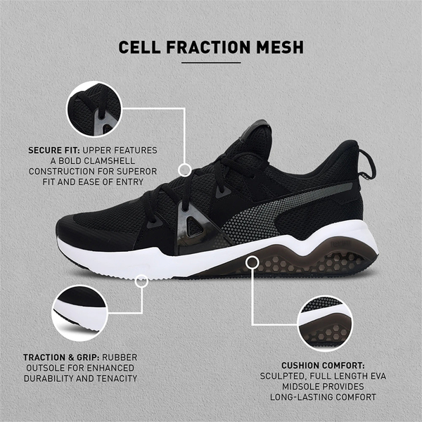 PUMA Cell Fraction Mesh 男鞋 慢跑 休閒 緩震 透氣 黑 白 37628101 product thumbnail 7