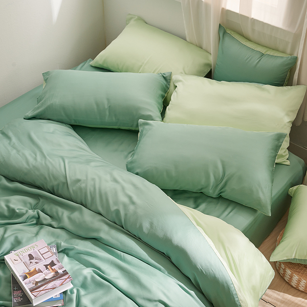 戀家小舖【永恆系列 森林綠】雙人加大床包兩用被組 60支天絲 含兩件枕套 台灣製