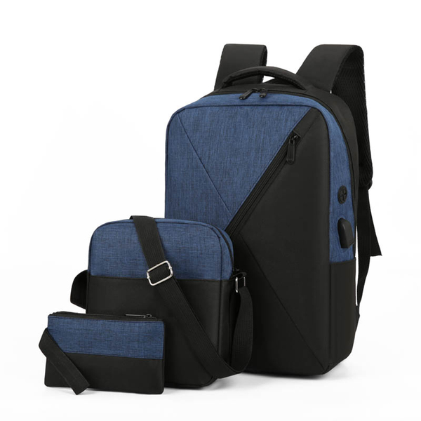 【SINDIP】拼色防水潑後背包 三件組 雙肩包 側背包 電腦包 筆電包