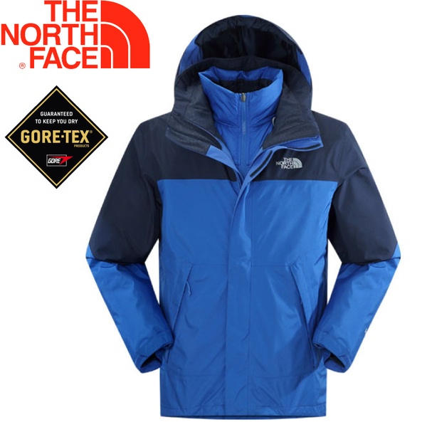 【The North Face 美國 男款 Gore-Tex羽絨兩件式外套《深藍/寶藍》】CTS2/可拆式/防水透氣/保暖