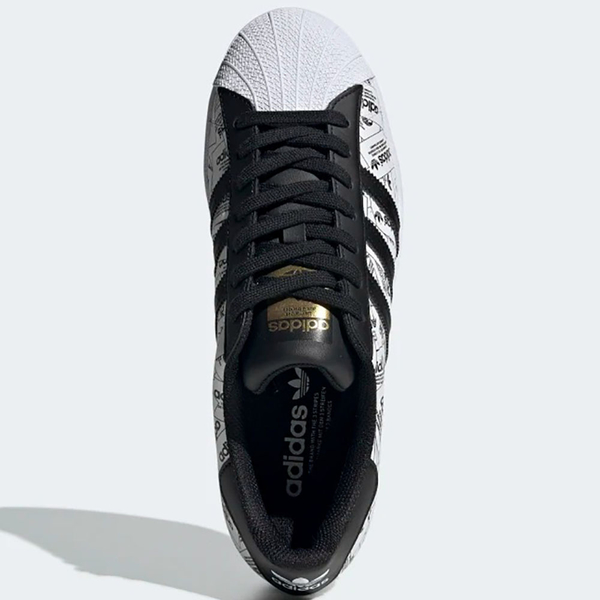 ADIDAS SUPERSTAR 男鞋 休閒 經典 滿版LOGO 反光 貝殼頭 金標 白 黑【運動世界】FV2819 product thumbnail 5