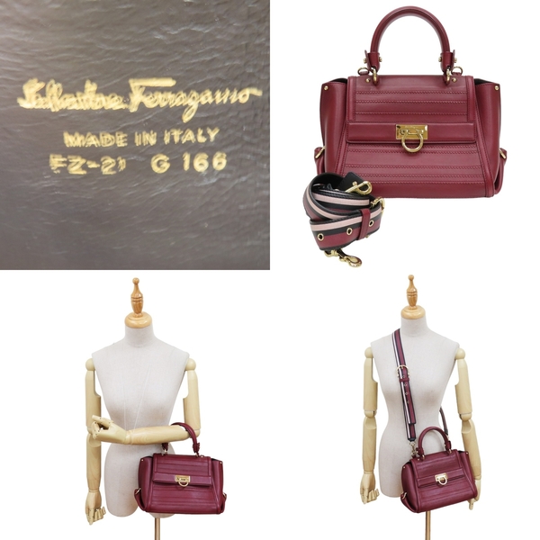 【二手名牌BRAND OFF】Salvatore Ferragamo 費拉格慕 紅色 牛皮 Sofia 兩用包 (有破洞) F2-21 product thumbnail 7