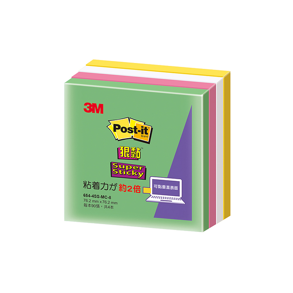 3M Post-it 利貼 紙磚系列 狠黏便條紙-炫目鳥 (654-4SS-MC-8)