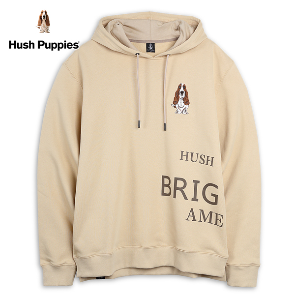 Hush Puppies 帽T 男裝厚版英文字印花刺繡狗連帽上衣