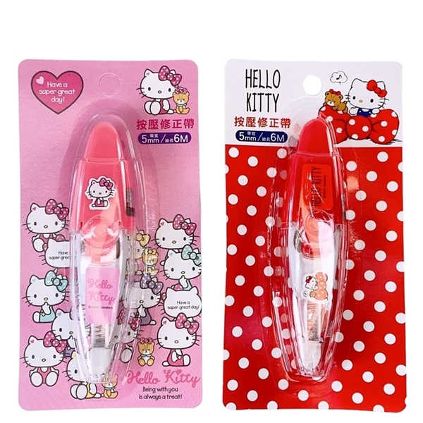 小禮堂 Hello Kitty 按壓式立可帶 粉/紅 (2款隨機) 4713791-955140