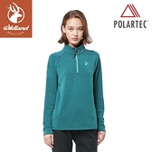 【Wildland 荒野 女 POLARTEC 彈性類羊毛功能上衣《冰河藍》】P2605/機能衣/保暖衣/衛生衣/內搭