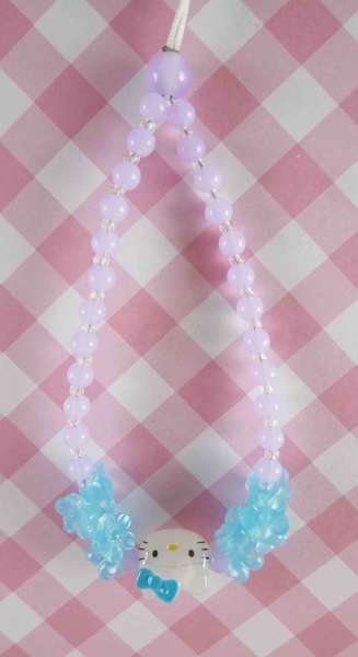 【震撼精品百貨】Hello Kitty 凱蒂貓~手機吊飾-珠圈紫藍花 product thumbnail 2