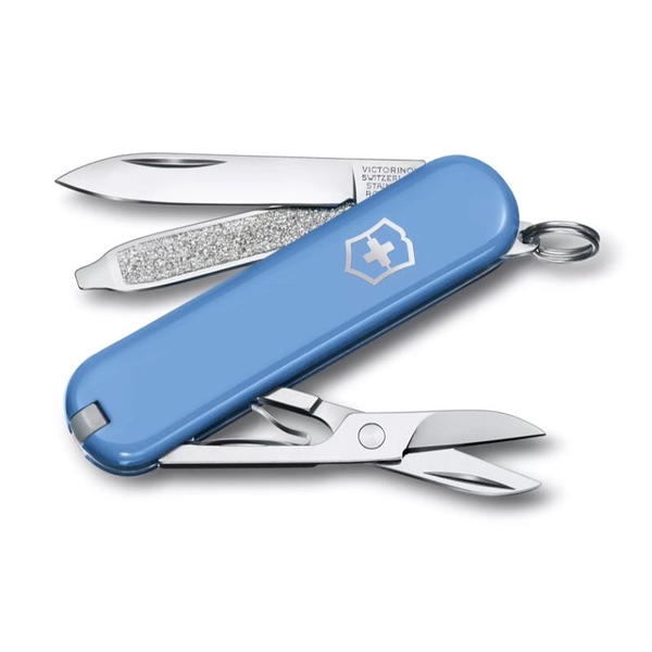 【Victorinox 瑞士維氏】瑞士刀CLASSIC SD 小型袋裝刀 7用刀-Summer Rain天空藍(0.6223.28G)