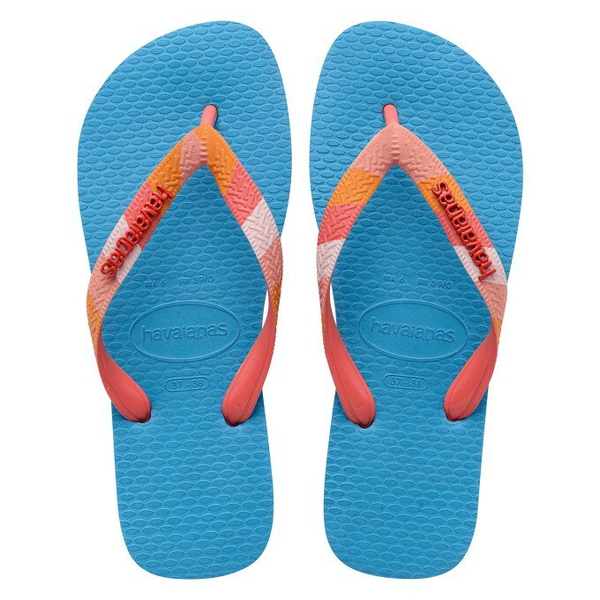 havaianas 哈瓦士 巴西人字拖 女款 Top verano 藍底粉橘帶 涼鞋 拖鞋 夾腳拖 海灘鞋【南風百貨】