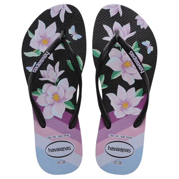 Havaianas 哈瓦仕 女鞋 拖鞋 夾腳拖 人字拖 花卉 黑粉紫【運動世界】4129848-7174W product thumbnail 2