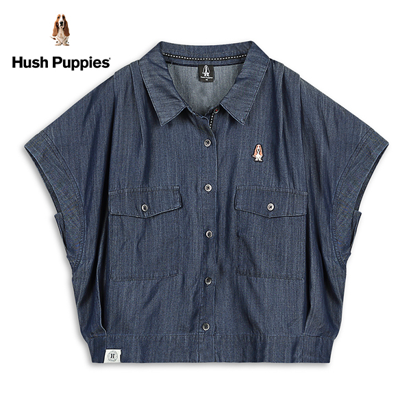 Hush Puppies 襯衫 女裝開襟短版天絲棉牛仔襯衫