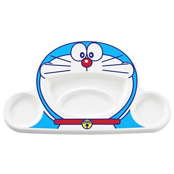 小禮堂 哆啦A夢 造型塑膠兒童餐盤 (舉手款) 4970825-138249