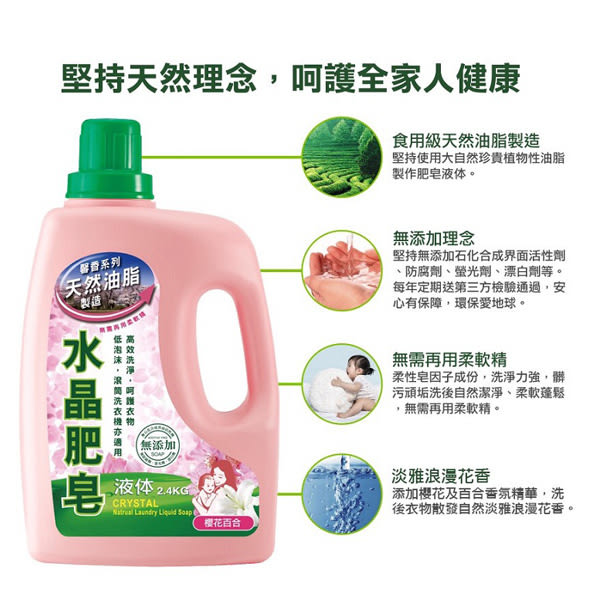 (任選)南僑水晶肥皂液體洗衣精補充包 1600ml*6入/箱-贈差旅皂組*3塊(檸檬香茅/櫻花百合/薰衣馬鞭草)