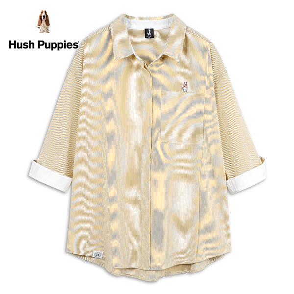 Hush Puppies 襯衫 女裝條紋後開杈七分袖襯衫