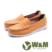 【南紡購物中心】W&M 縫線裝飾休閒樂福鞋 女鞋 棕(另有黑)